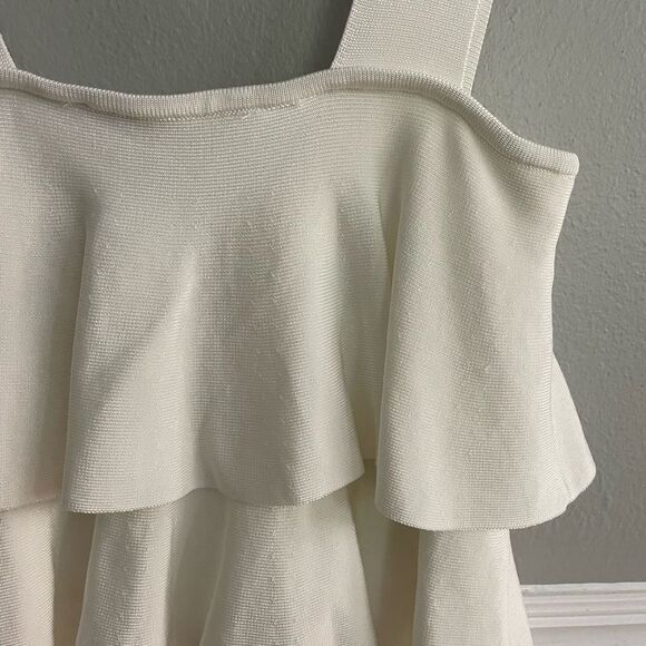 Zara White Tiered Square Neck Cropped Shirt Size Medium - Picture 9 of 9